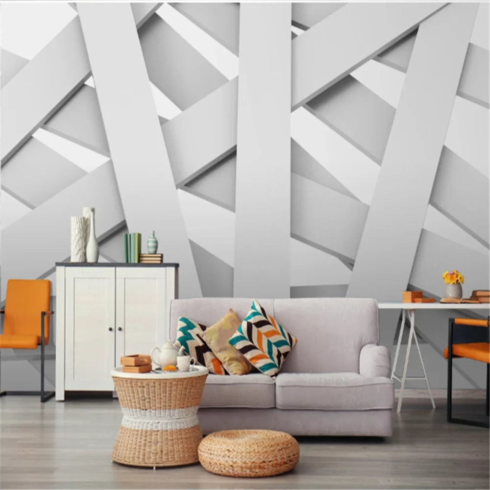 

Настенные обои Milofi на заказ, современный минималистичный ретро 3D квадратный удлинитель пространства, настенная фоновая стена