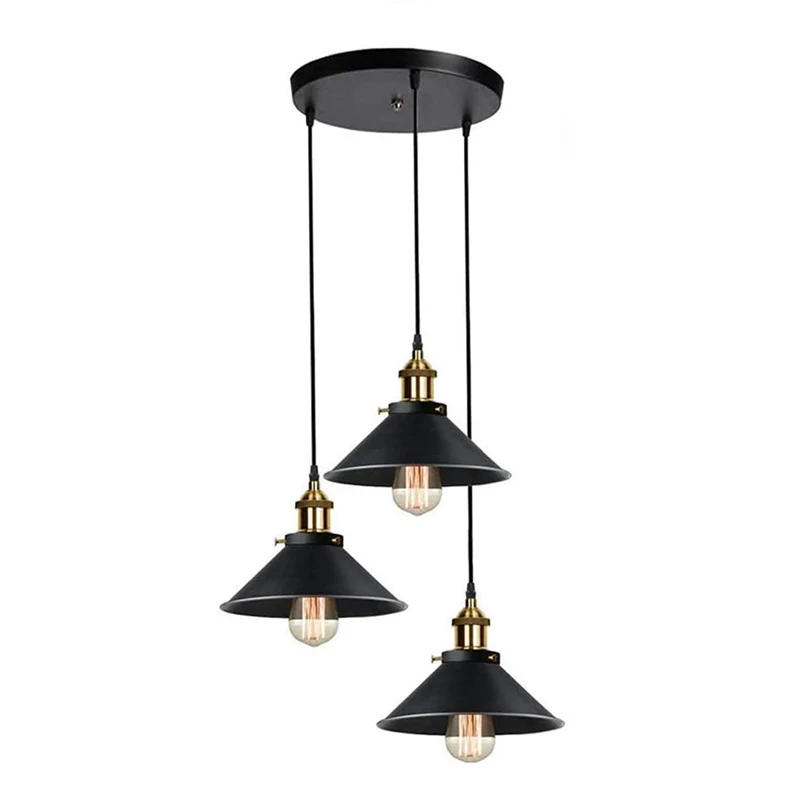 

Industrial Vintage Pendant Lights Black Metal Retro Hanging Lamp Fixtures Dining Room Kitchen Cafe Home Indoor Decor Accessories
