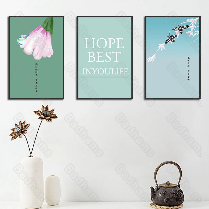 

Living Room Decoration Frameless Picture Fresh Sofa Background Wall Triple Combination Bedroom Bedside Modern Minimalist Mural