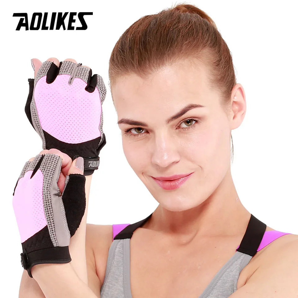 

AOLIKES гантели фитнес перчатки для женщин половина пальцев дышащие Велоспорт тренировки тренажерный зал тренировка тяжелой лифтинг кроссфит спорт