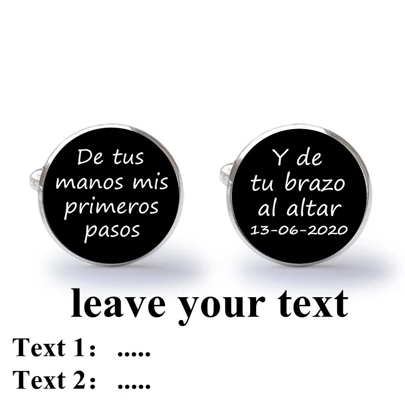 Запонки мужские под заказ классические посеребренные Стеклянные Кабошоны для