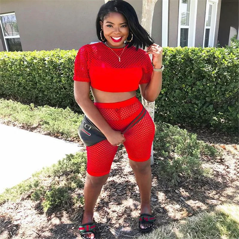 

European and American new dress sexy casual grid round collar short sleeve party shopping date hot girl three sets