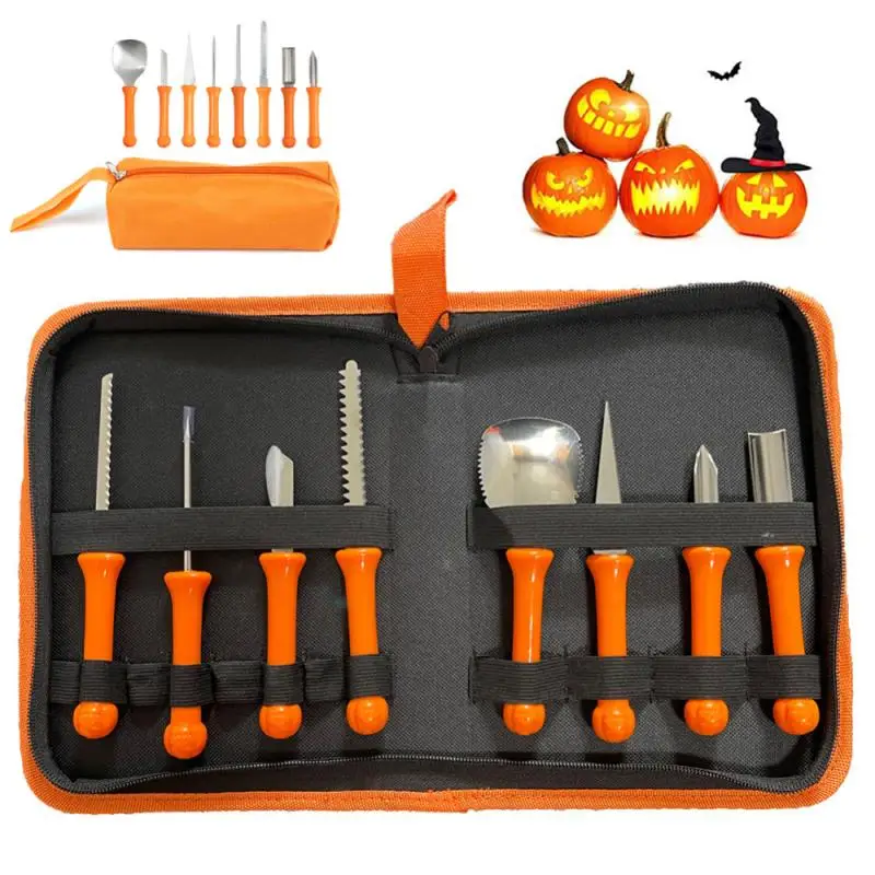 

8Pcs Halloween Pumpkin Carving Tools Kit Professional Stainless Steel Pumpkin Carving Supplies Set Party DIY Lantern Making Tool