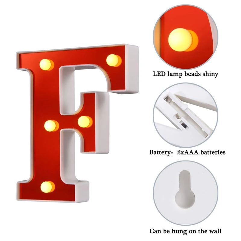 LED Marquee Letter Lights 26 Alphabet Night Lamp for Birthday Party Home Bar Decor S7 #5 | Дом и сад
