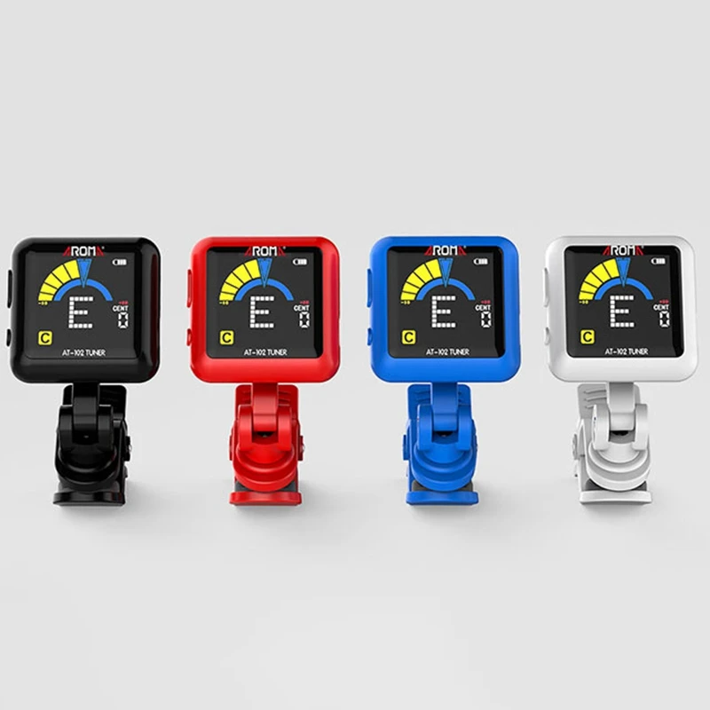 Aroma At-102 Rechargeable Clip-On Guitar Tuner Color Sn With Built-In Battery Usb Cable For Chromatic Bass Ukulele | Спорт и