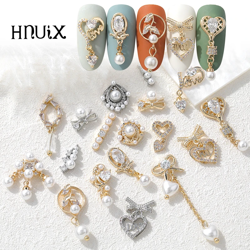 

HNUIX 2Pieces 3D Metal Zircon Nail art Decorations Zircon Rhinestone Nail Art Jewelry Alloy Zircon Tassel Pendant Nail Accessory