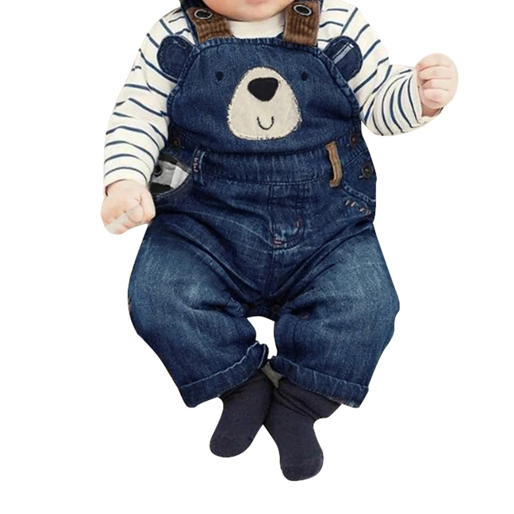 Детский джинсовый комбинезон ковбойские подтяжки для мальчиков и девочек на