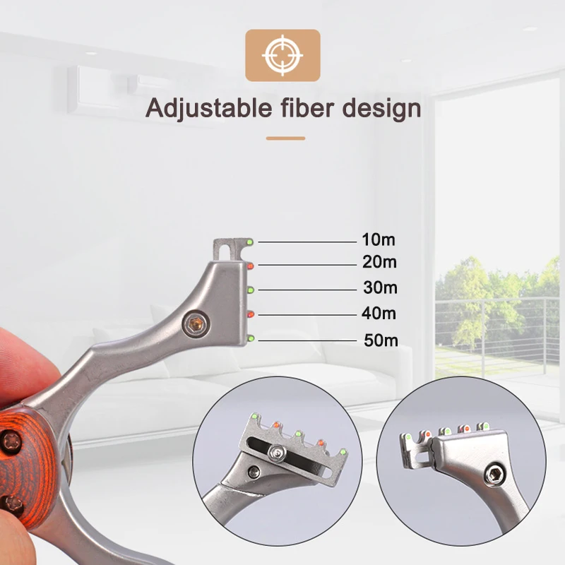 

New Stainless Steel Folding Slingshot Portable Flat Rubber Band No-binding Design Fiber Optic Sight Outdoor Shooting Slingshot