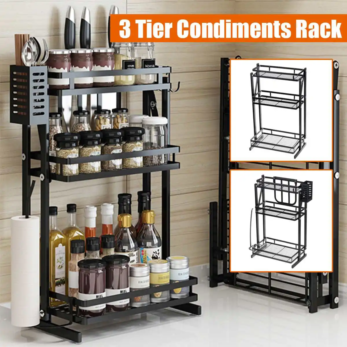 

3 Tier Spice Rack Freestanding Organizer Shelf for Kitchen Countertop Cabinet Pantry Bathroom Storage Organization for Spice Can