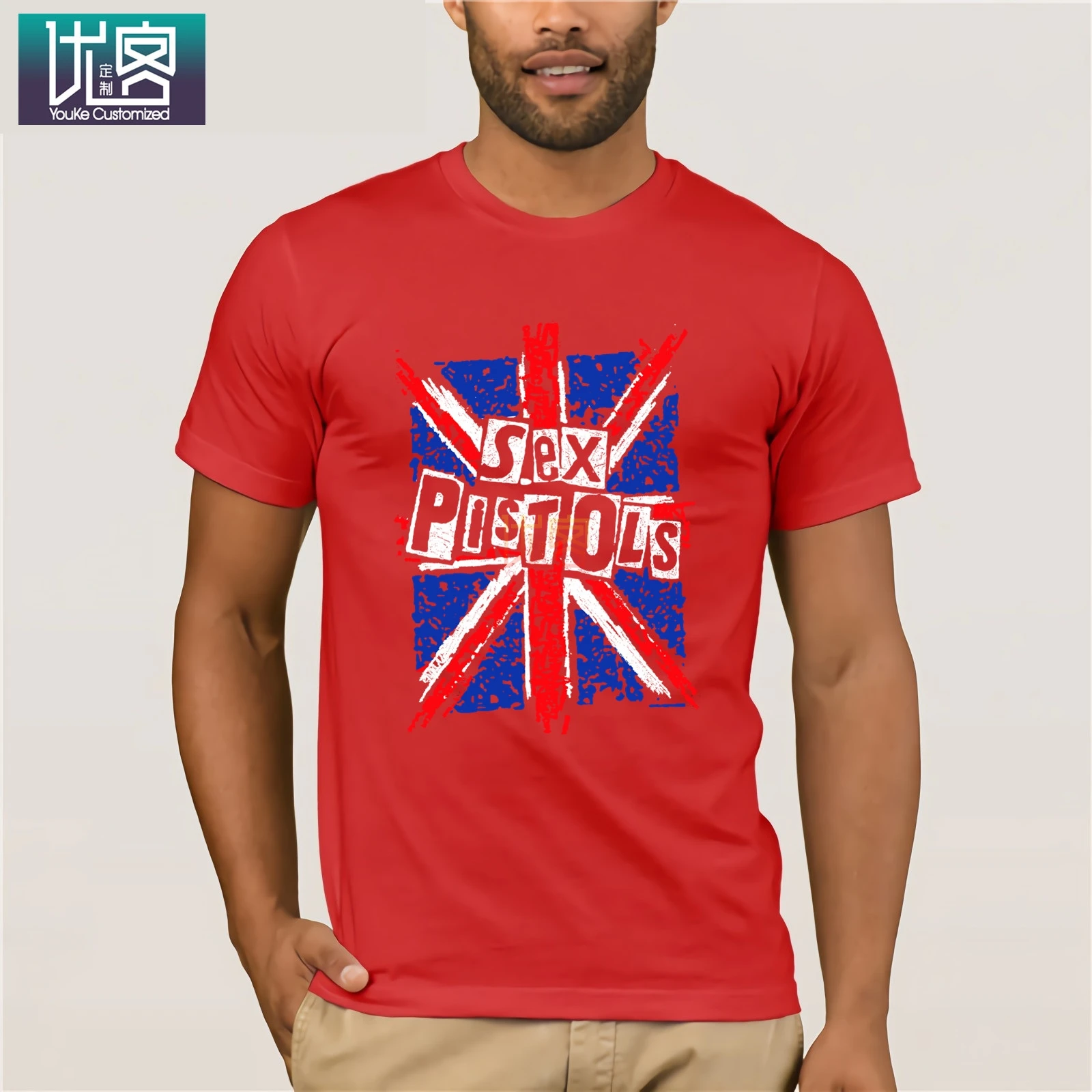 Sex Pistols Union Jack Женская Футболка-Черный удивительный короткий рукав Уникальный Повседневный короткий рукав Топ Хлопок Футболка подарок - Цвет: Red