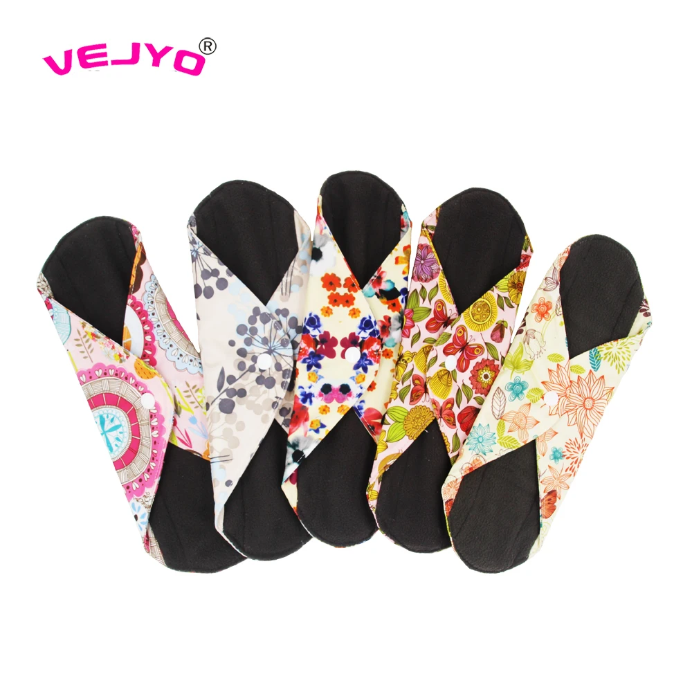 

VEJYO 10PC Soft Bamboo Charcoal Reusable Cloth Pads Heavy Flow 23cm by 30cm Ladies Menstrual Sanitary Pad for Ovenight Periods