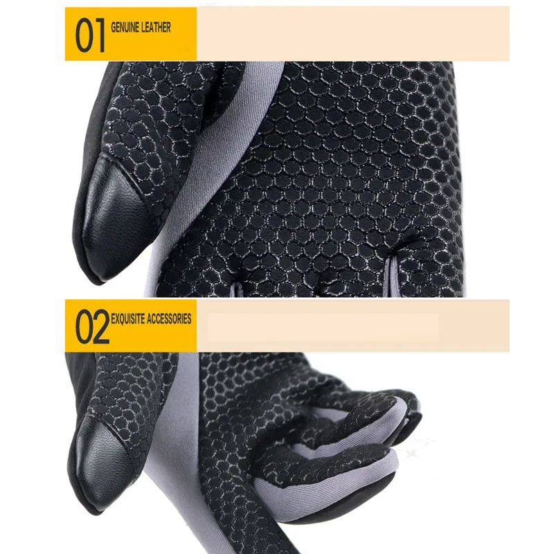 

PU Leather Multi Purpose Unisex Anti-Slip Windproof Waterproof Touch Screen Fingertips Keep Warm 1Pair Ski Gloves