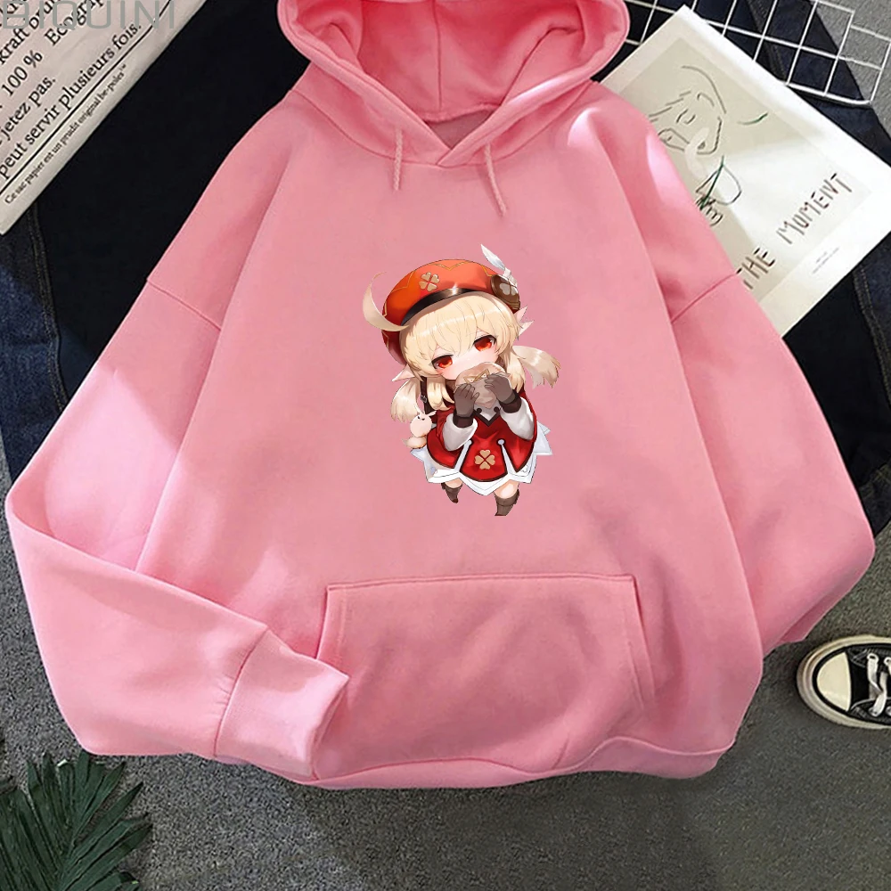 

Kawaii Hoodies Women Aesthetic Klee Genshin Impact Harajuku Student Trend Cartoon Print Pocket Casual Sweet Style Colors 12 Tops