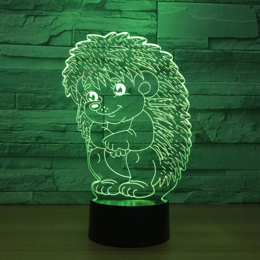 Ежик 3D светодиодный ночник RGB 7 цветов Изменение Настольная лампа фигурки 2257 дети дома рождественские игрушки