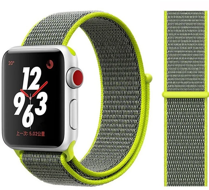 35 Bright Yellow Ремешок для apple watch 5 44 мм 40 мм 42 мм 38 мм iwatch Series 3 2 1 нейлоновый спортивный ремешок для часов Браслет apple watch 5 4 band - Цвет ремешка: 35 Bright Yellow