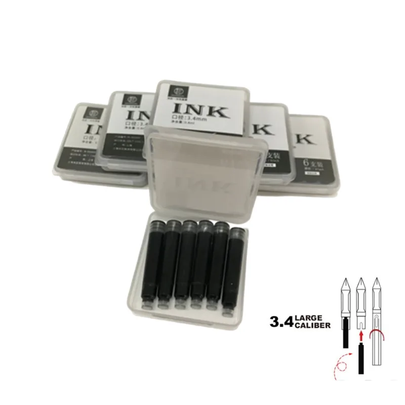 

Ink Supplies--36 Pieces (6 Packs) Wancai / Fountain Pen Ink Cartridges 3.4mm Diameter --Black