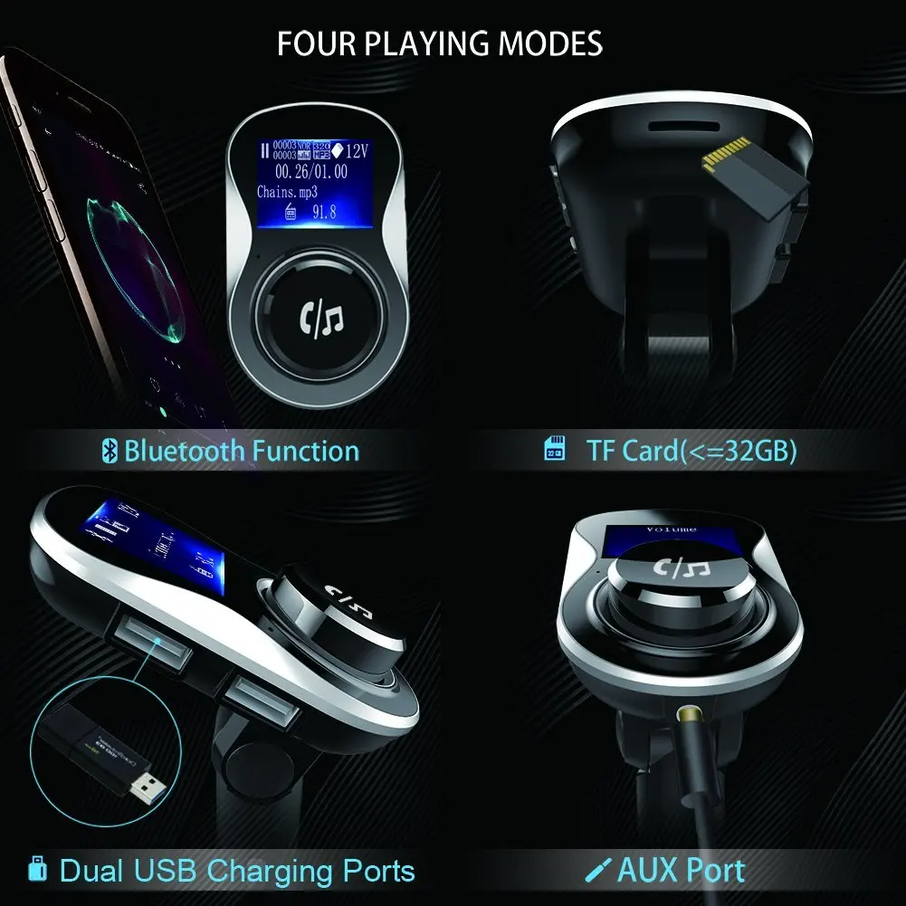 Bluetooth FM передатчик автомобильный модулятор аудио адаптер приемник беспроводной