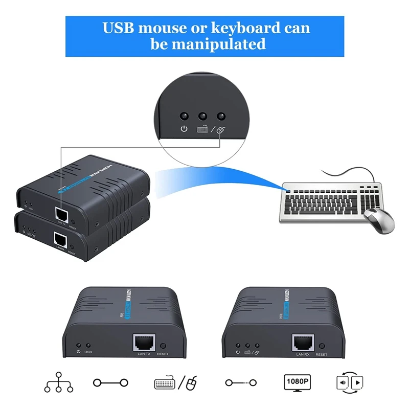 HDMI-совместимый квм-удлинитель 120 м через один Cat 5/5E/6/7 Ethernet-кабель маршрутизатор