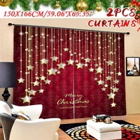 2pcs christmas new year decorations curtains for living room bedroom decor christmas gold stars red window curtain home decor