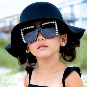 2021 Brand Oversize Diamond Sunglasses Kids UV400 Sun Glasses Big Frame Goggle Baby Boys Girls Lovel in India