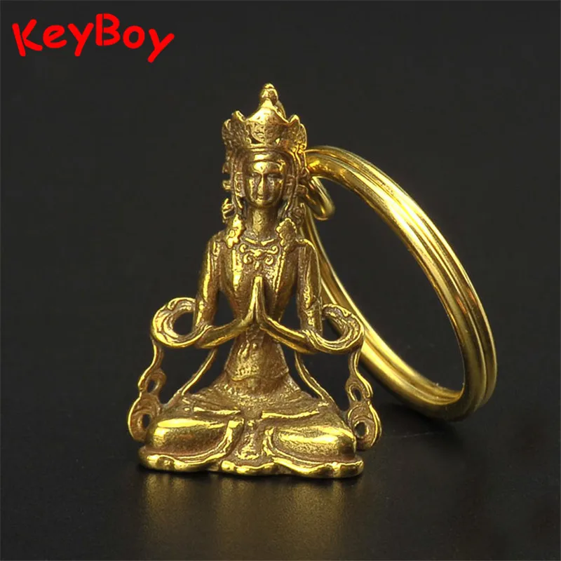 Мини-брелок Guanyin из чистой меди ручной работы подвески Висячие ювелирные изделия