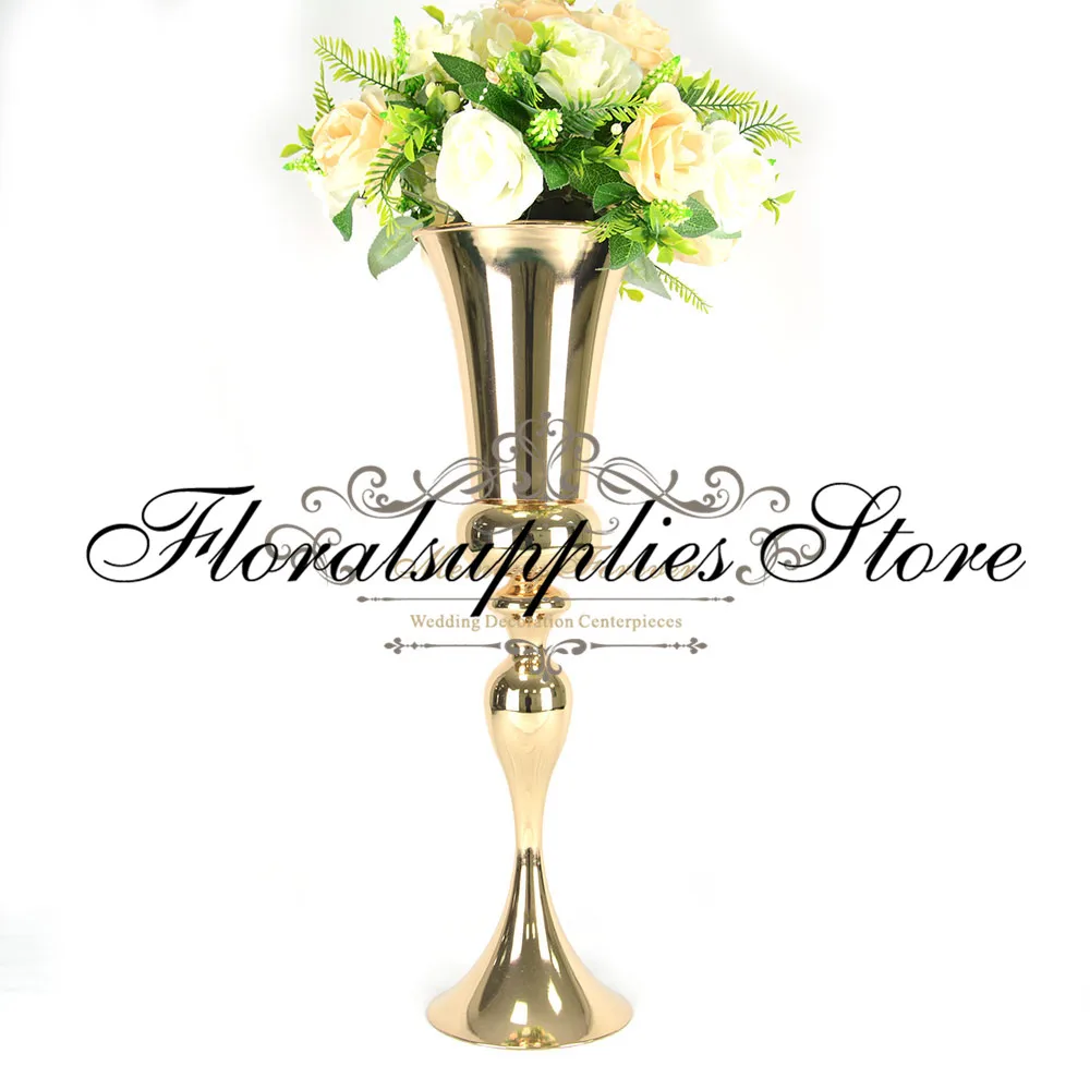 64 см высокий Свадебный Золотой Серебряный Цветочный декор ваза украшение