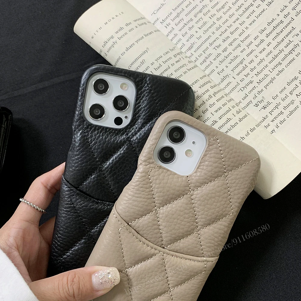 for iphone 13 12 11 pro xs max x xr plus luxury brand genuine leather card pocket case top quality phone cover accessory bag free global shipping