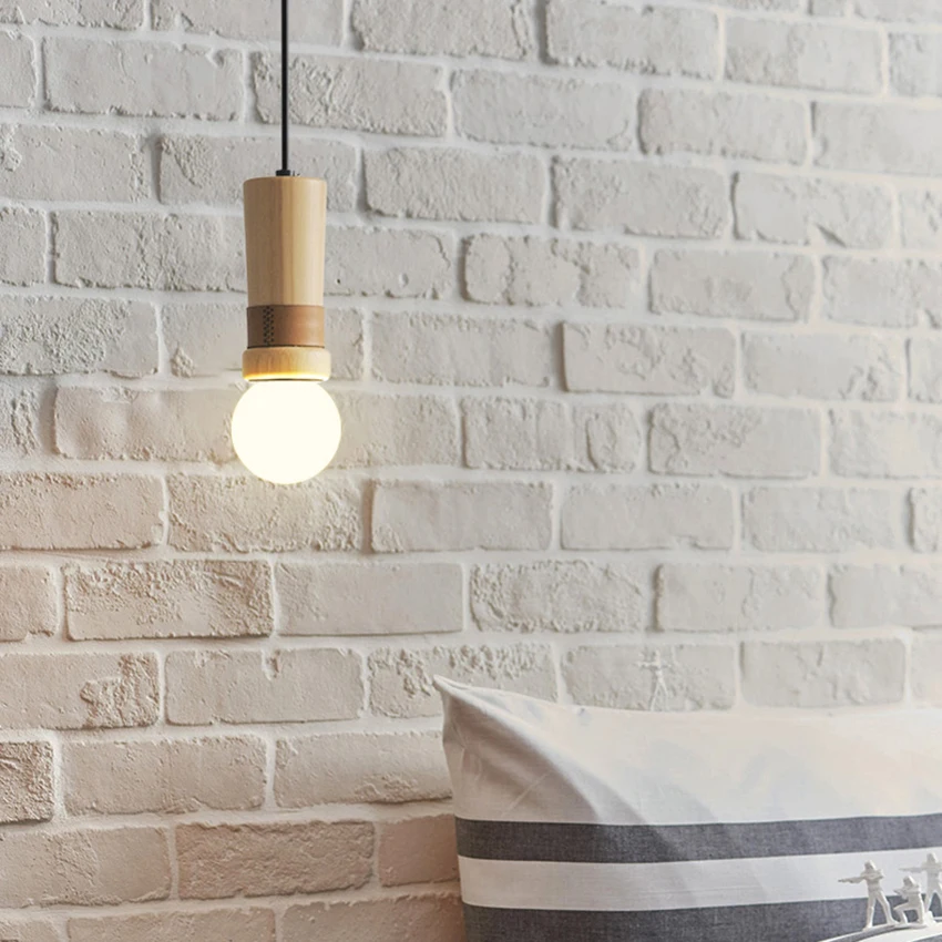 Современная светодиодный ная Подвесная лампа из твердой древесины s светильник в