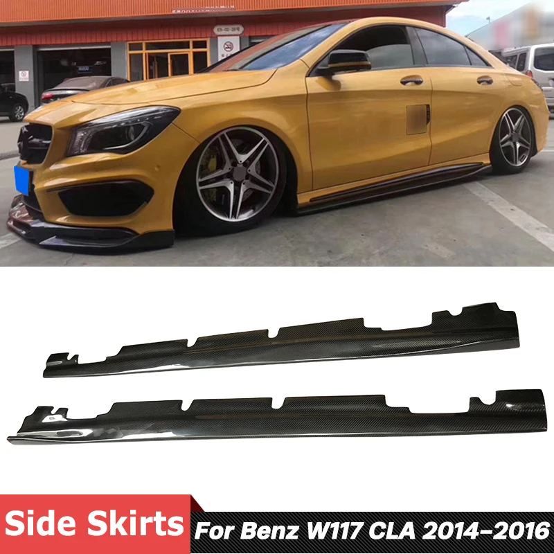 

R Style Carbon Fiber Door Aprons Side Skirts Extensions Lips For Mercedes Benz W117 CLA Class CLA220 260 CLA45 2014-2016
