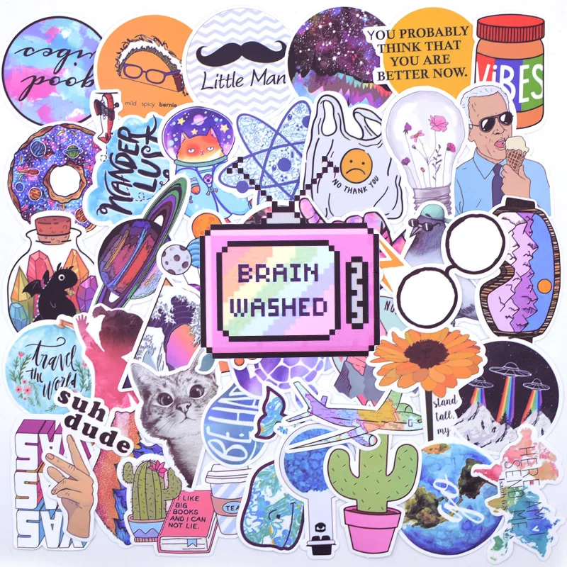 100 шт. водонепроницаемые наклейки для ноутбука телефона чемодана|Наклейки