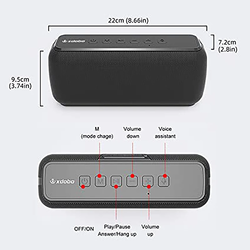 X8 60 Вт Портативные Bluetooth колонки с сабвуфером беспроводной Ipx5 Водонепроницаемый
