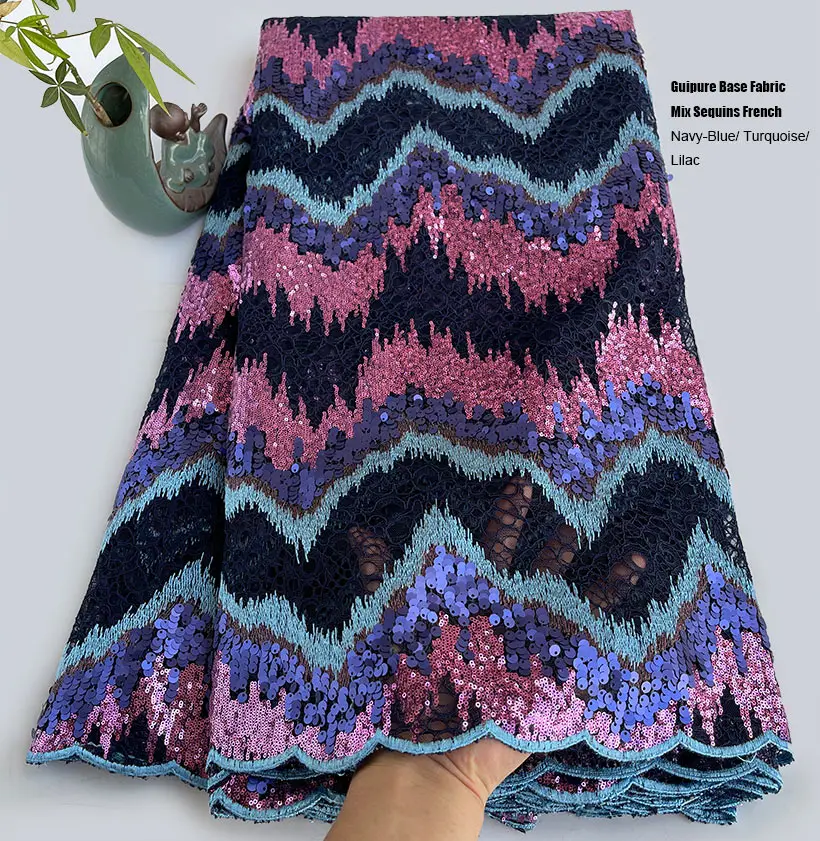 5 ярдов шнур вышитые гипюр смесь блестки французская Кружевная Сетка Тюлевая