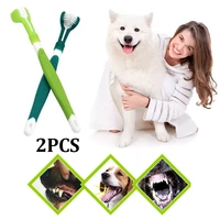 three head pet toothbrush multi angle cleaning addition bad breath tartar teeth care dog cat cleaning mouth pet accessories