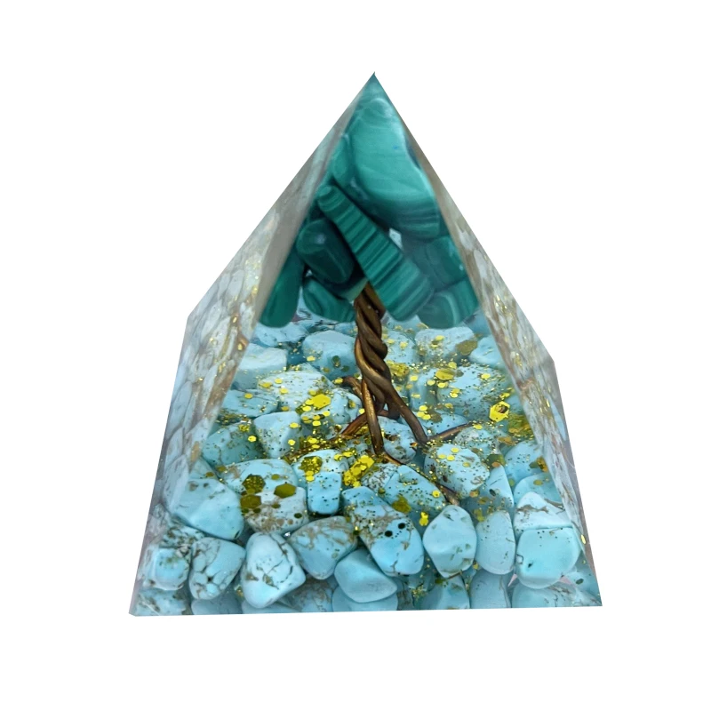 

Древо жизни оргонит Пирамида цитрин кварц и Золотая фольга с бирюзовым кристаллом рейки энергия ОРГОН пирамидальная коллекция