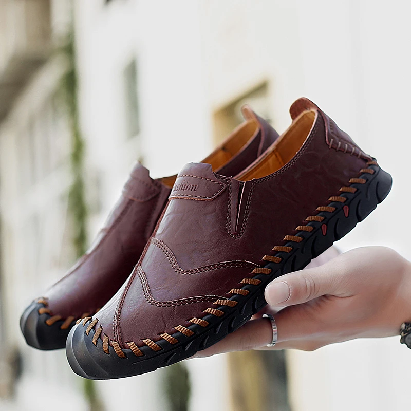 Лоферы мужские из натуральной кожи мягкие мокасины удобная повседневная обувь