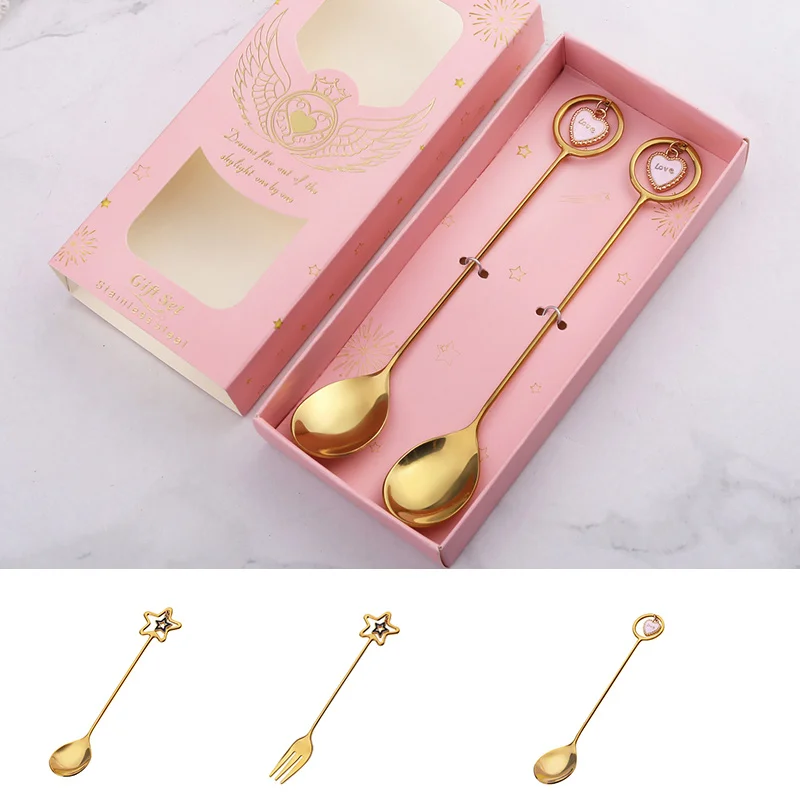 

1PCS Creative Stainless Steel Spoon Wedding Companion Souvenir Gift Set Star Pendant Spoon Heart Shaped Coffee Stirring Spoon S7