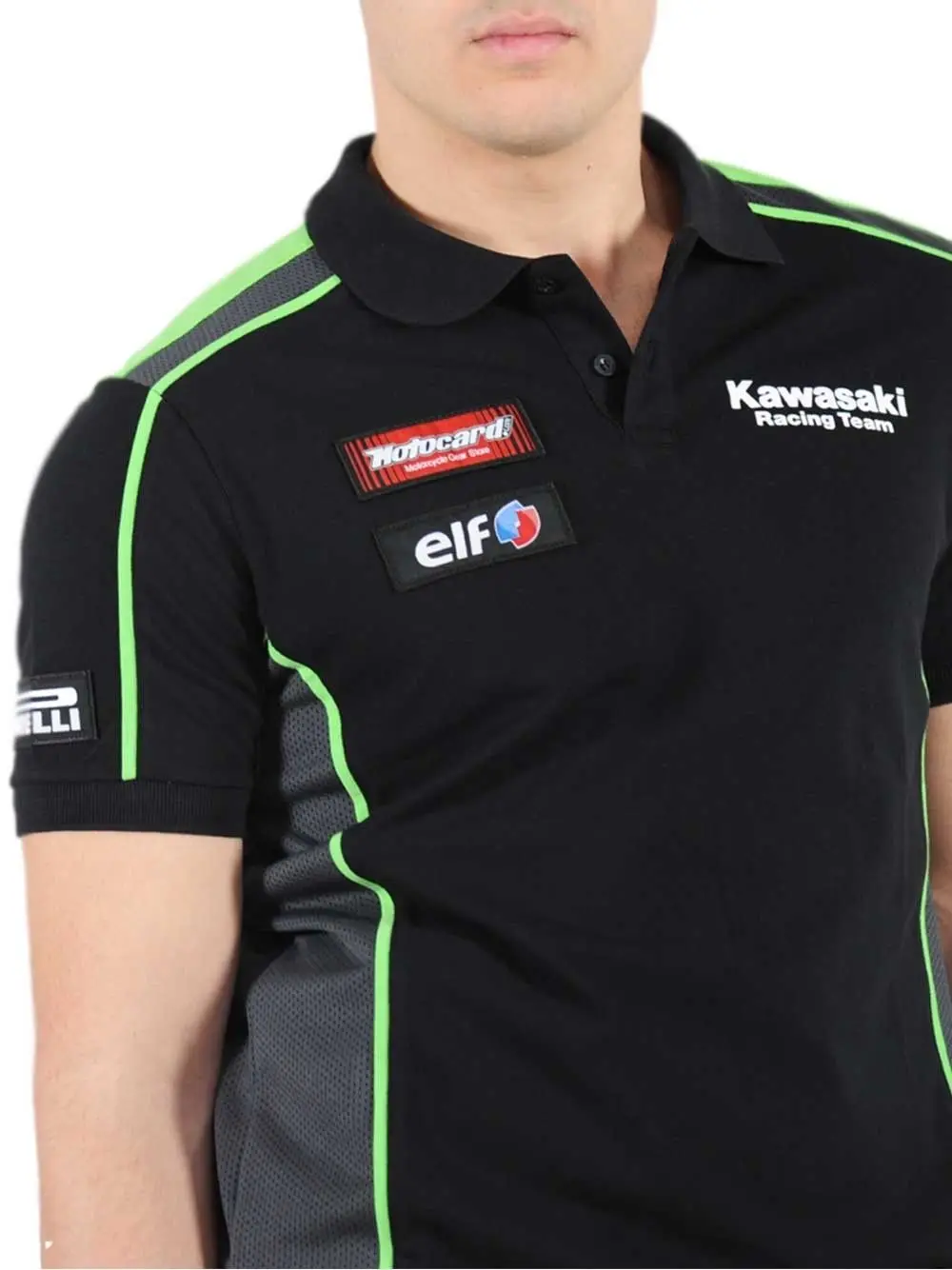 Мотоцикл для горных велосипедов футболка для Kawasaki мотокросс гоночной команды Для мужчин; черная футболка-поло