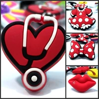 1pcs high quality red lips bowknots shoe models pvc shoe charms accessoriesdecoration fit wristbands croc jibz