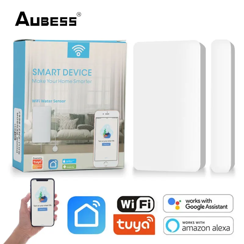 

Смарт-детекторы открывания/закрытия дверей Aubess Tuya, домашняя сигнализация с Wi-Fi, совместимая с приложением Alexa Google Tuya Smart Life