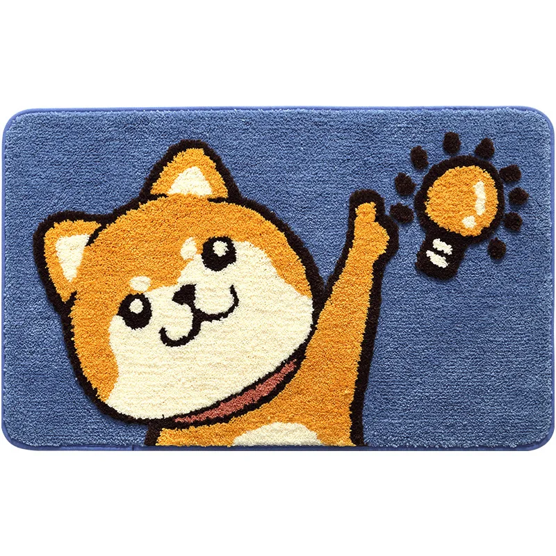 

Modern Style New Cartoon Puppy Cat Flocking Household Bathroom Non-slip Entry Mat Household Bedroom Door Mat Absorbent