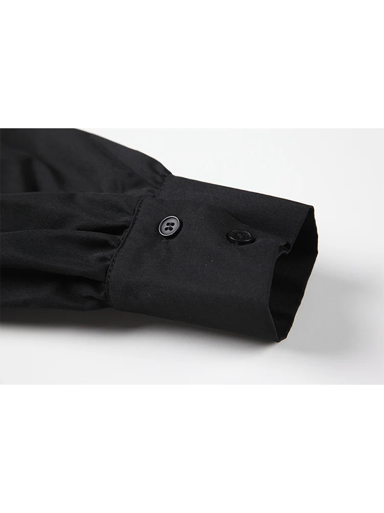 Женское винтажное платье с длинным рукавом черное ТРАПЕЦИЕВИДНОЕ ПЛАТЬЕ в