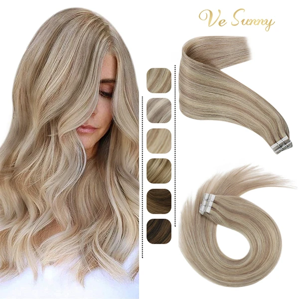 VeSunny лента для наращивания натуральные человеческие волосы двусторонняя