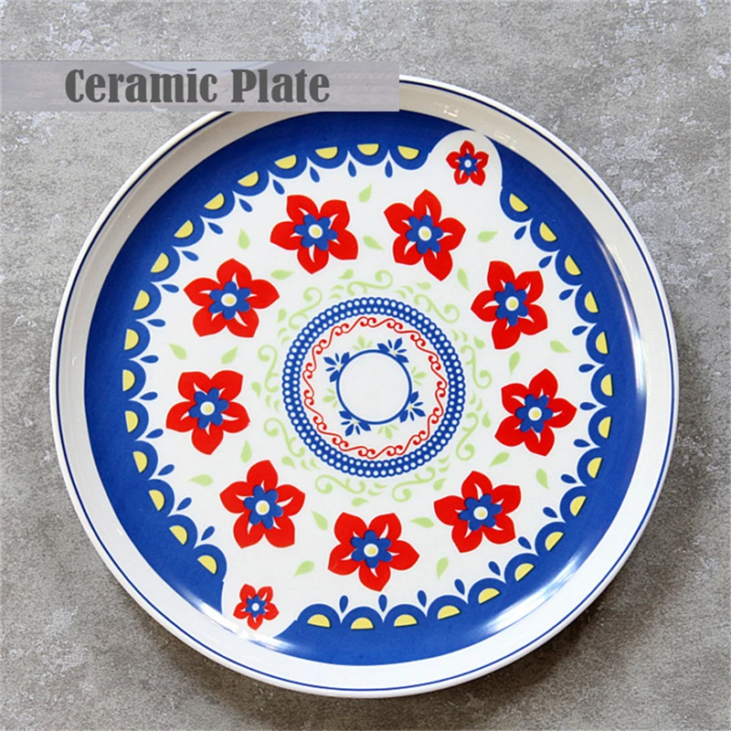 Керамическая тарелка 8 дюймов круглая креативная в этническом стиле бытовая