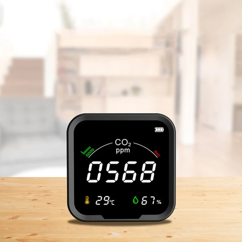 

Indoor CO2 Meter Temperature & Relative Humidity Carbon Dioxide Detector Air Quality Monitor NDIR Sensor Home Office