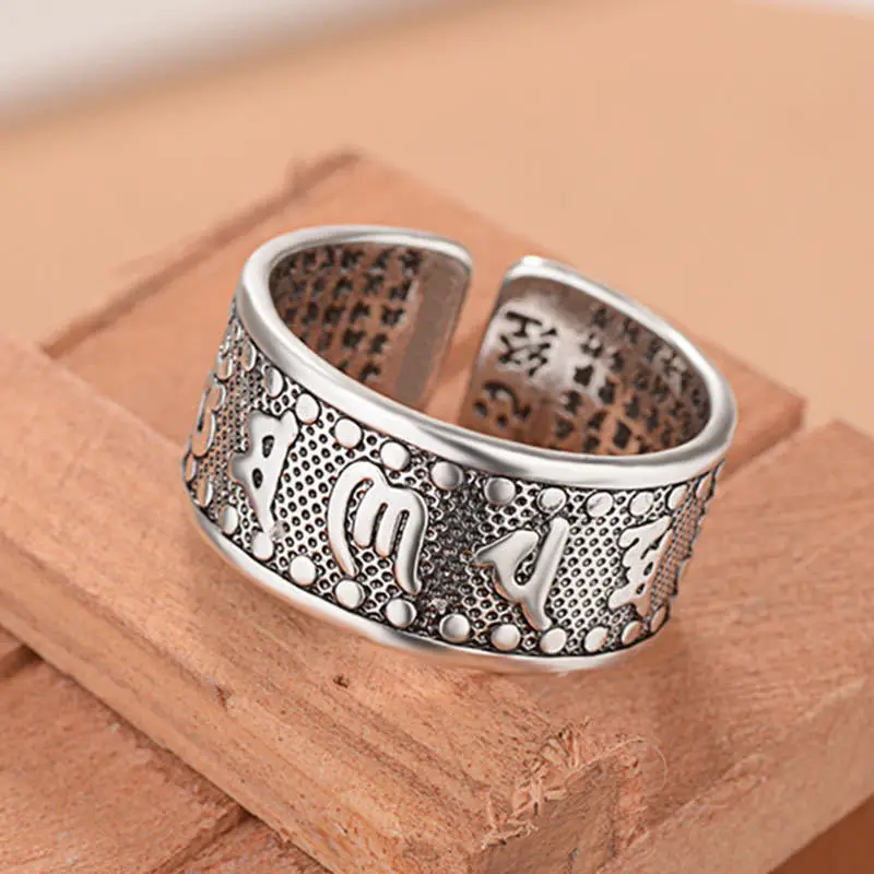 Кольцо с цветком лотоса для мужчин ювелирное изделие серебристого цвета