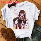 Genshin Impact Hu Tao топы футболки мужские Графические футболки Гранж размера плюс топы футболки Графические футболки женская уличная одежда