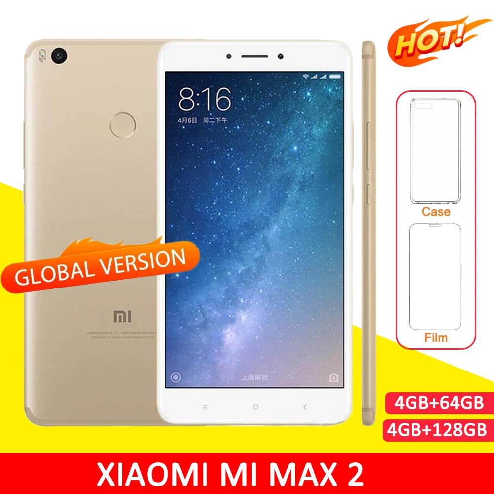 

Hot Sale Used Unlocked Xiaomi Mi Max 2 SmartPhone 6.44inch 4GB 128GB Cellphone 5300mAH Fingerprint Android Phones Celular Global