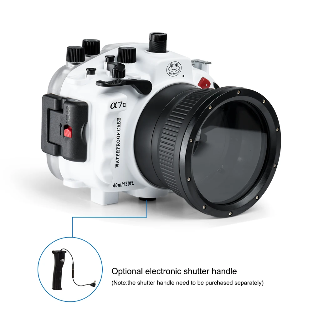 للبيع Searogs 40 متر 130ft تحت الماء مثبت مضاد للماء الحال بالنسبة لسوني A7II دعم 90 مللي متر ، 16-35 مللي متر ، 28-70 مللي متر عدسة مع مقبض