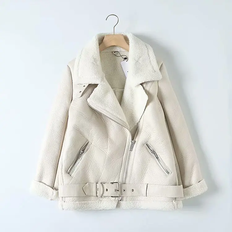 

new street fashion trend, motorcycle style coat New autumn winter 2019 with fur and fur