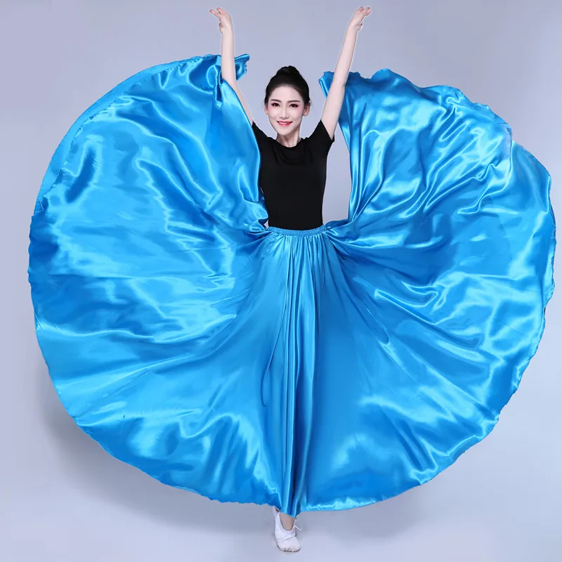 Женская атласная юбка для танца живота с широкой юбкой расширяющейся книзу